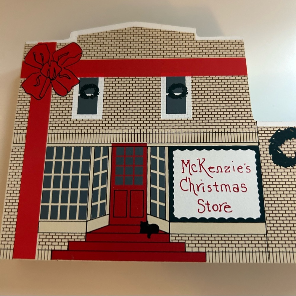 Cat's Meow McKenzie's Christmas Store 1991 Signed Wooden Holiday Home Decor Ohio - Picture 2 of 6